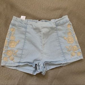 Embroidered Jean Shorts